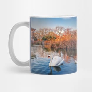 White swan and mandarin ducks Mug